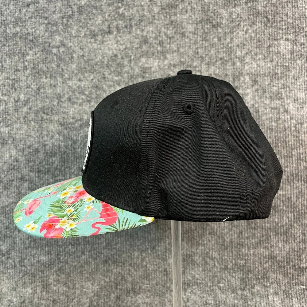 Wampum Snapback Hat Black Tropical Flamingo Floral Anchor Patch Cap